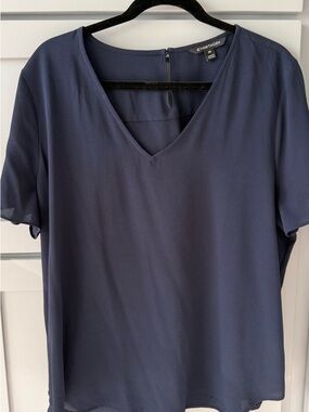 41 Hawthorn Navy V-Neck Short Sleeve Blouse